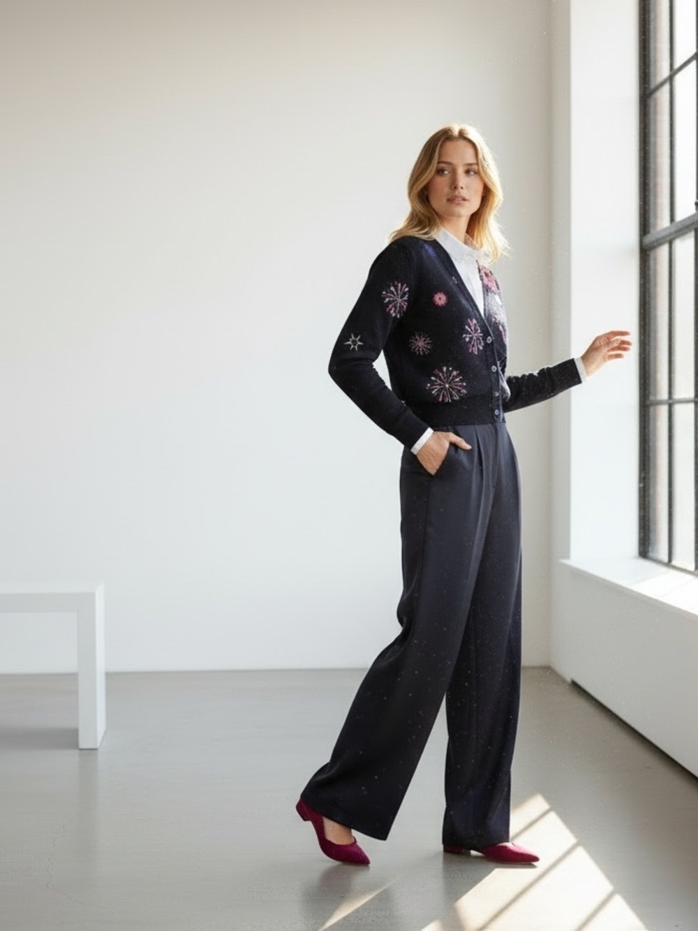 NWT Boden Navy Satin Wide Leg Trousers Size 10 Petite - Picture 5 of 13